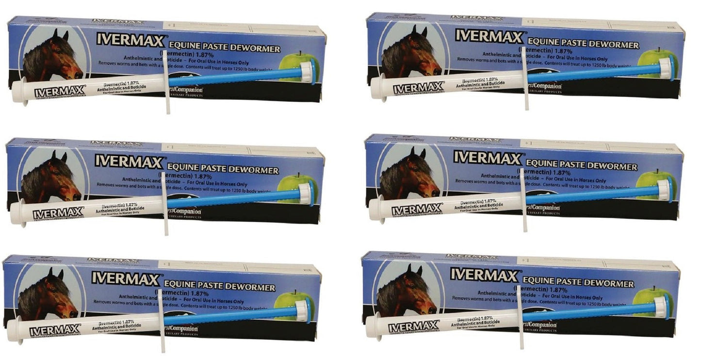 Ivermax Ivermectin 1.87% Paste Apple Flavored Wormer Bots Equine Parasites Horse - Hooves and Paws