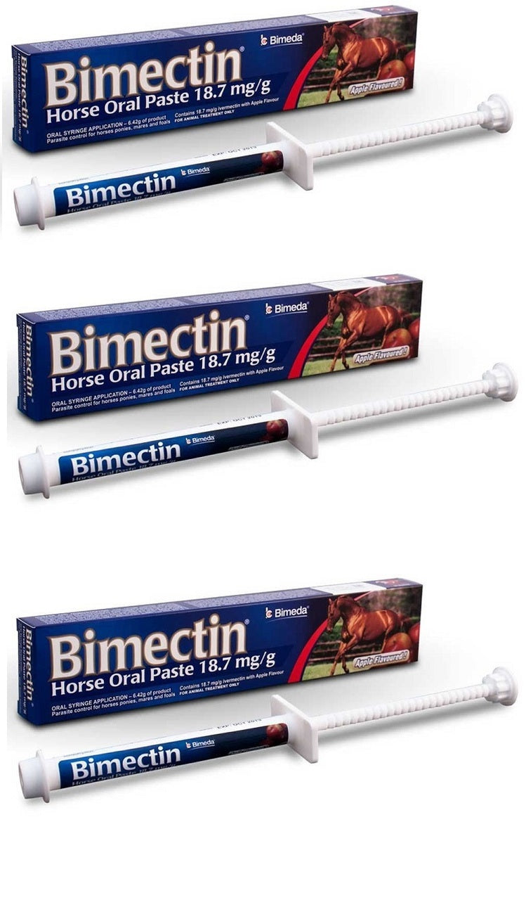 Bimectin Ivermectin 1.87% Paste Apple Flavored Wormer Bots Equine Parasites Horse