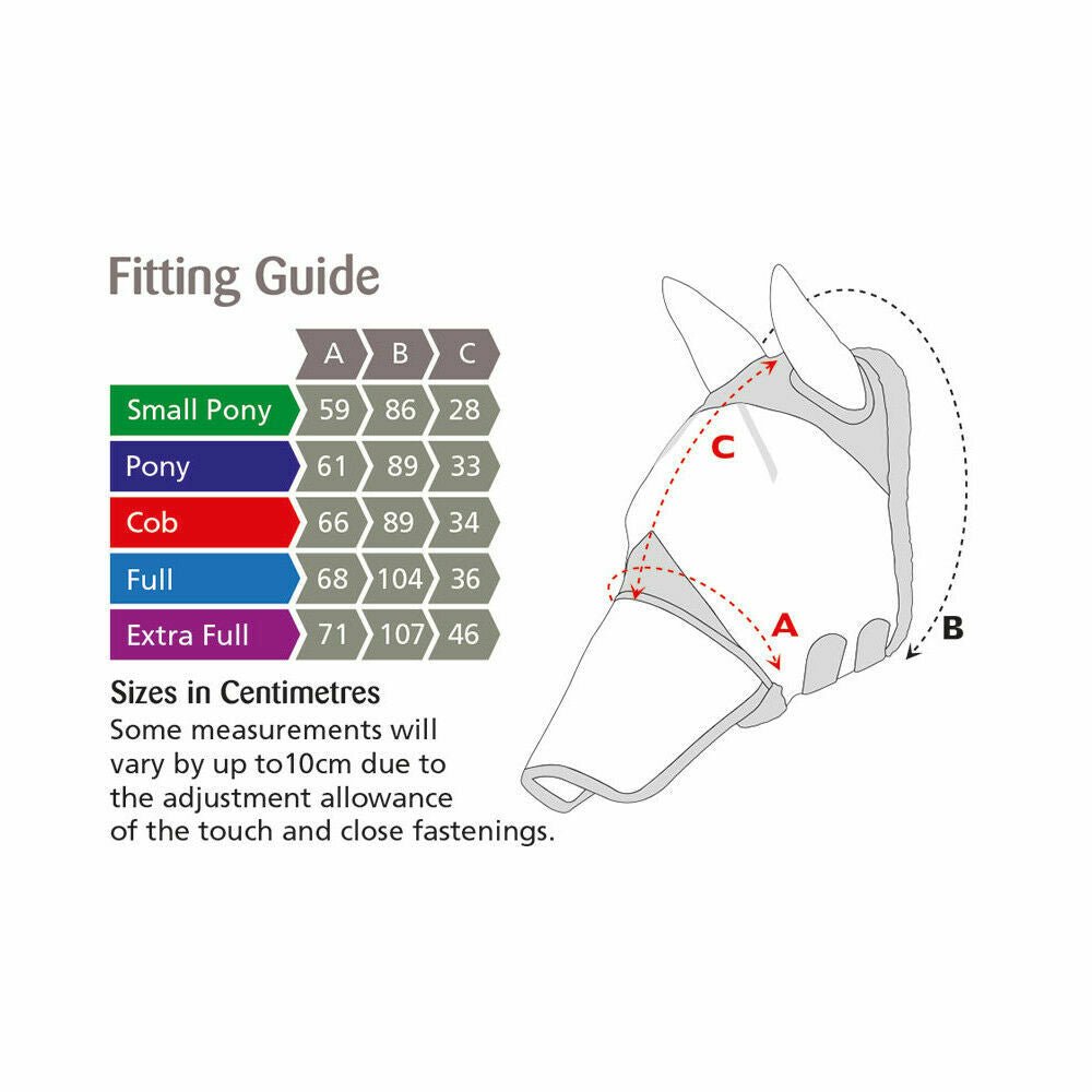 Shires Fine Mesh Horse Equine Fly Mask With Ears And Nose 60% UV Protection - Hooves and Paws