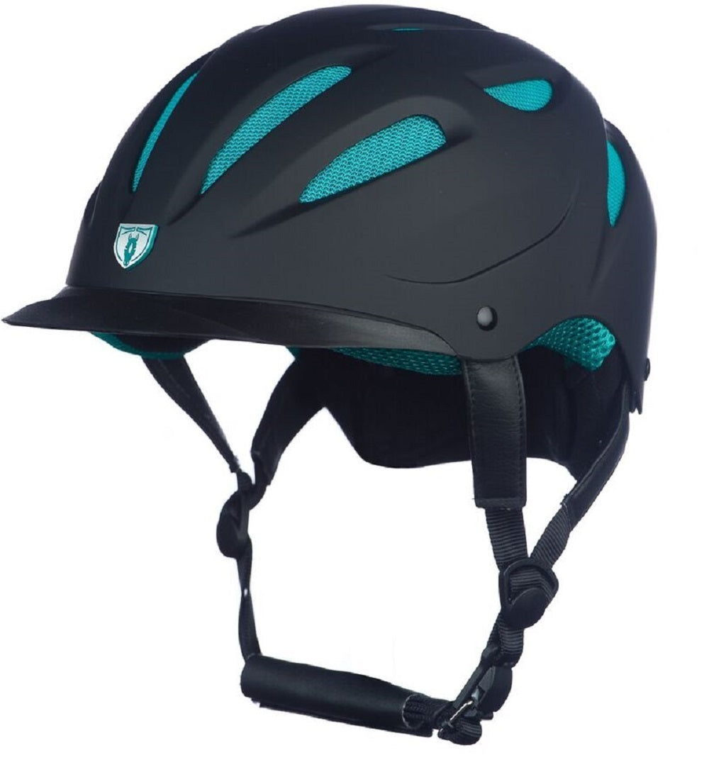 Tipperary Riding Helmet Sportage Hybrid Low Profile Horse Safety Black and Teal 8700