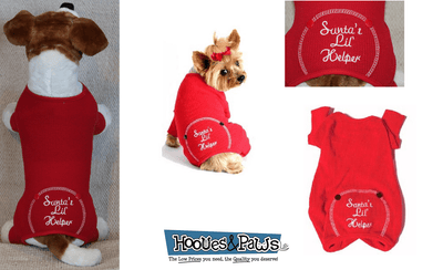 Doggie Design Dog Pjs Pet Pajamas Clothes Holiday Christmas Thermal Santas Lil Helper Embroidered - Hooves and Paws