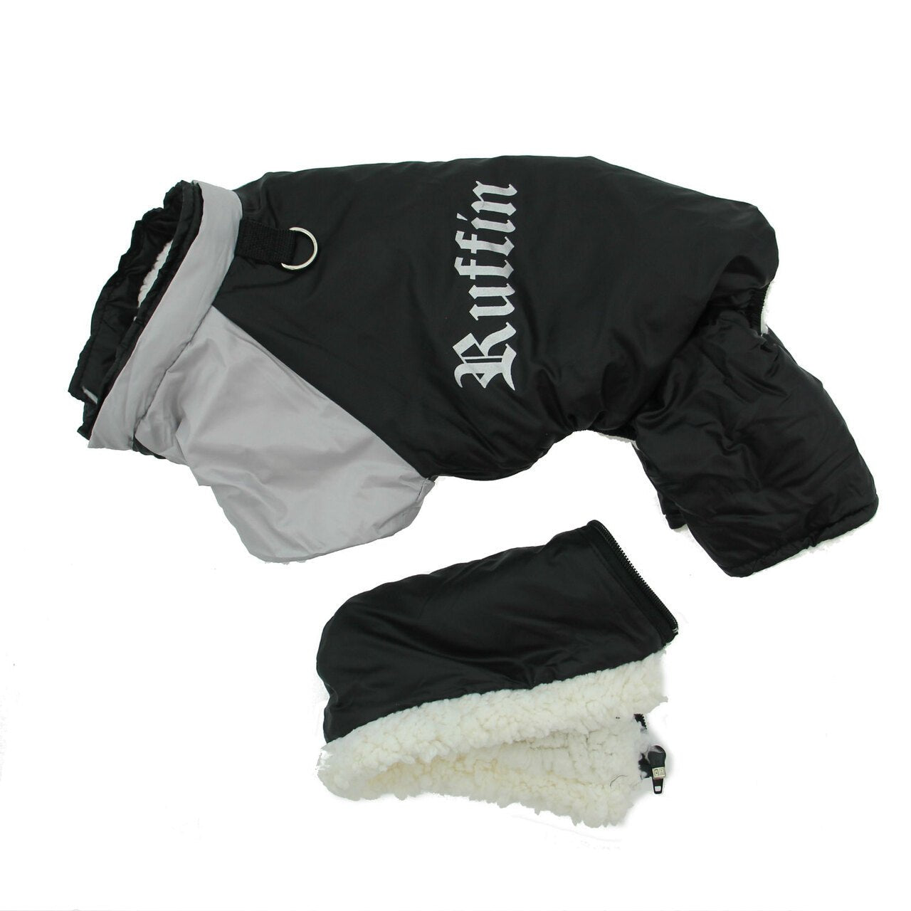 Doggie Design Lined Water Repellent Black and Grey Ruffin It Snow Suit Warm Outdoor Jacket - Hooves and Paws