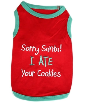 Parisian Pet Santa I Ate Your Cookies Embroidered Tshirt