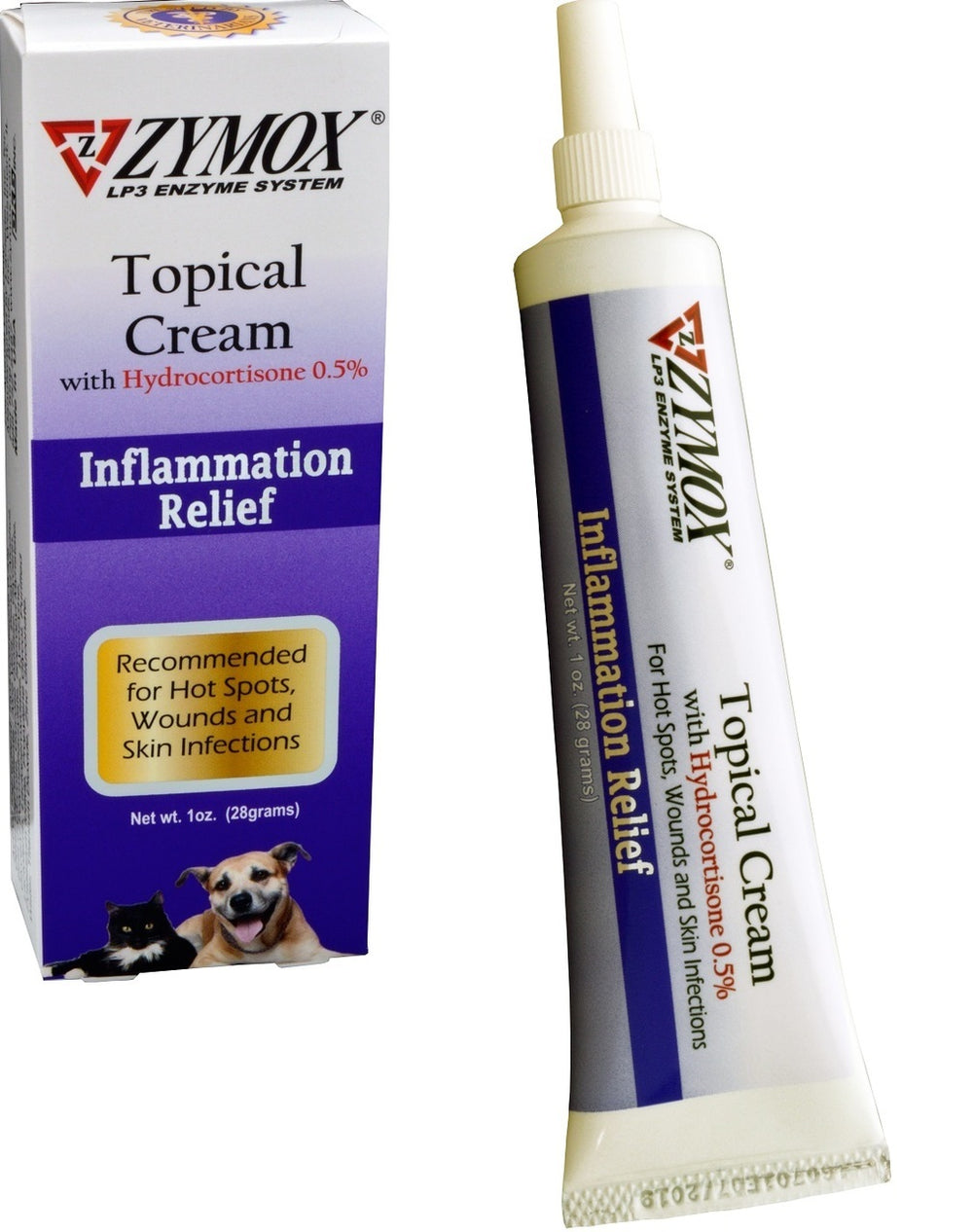 Zymox Topical Cream Pet Dog For Hot Spots and Skin Infections Relief 1 oz Tube