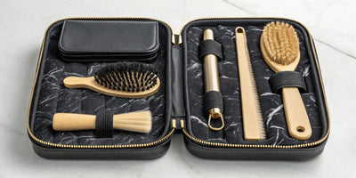 A luxury horse grooming kit with premium brushes and tools for a show-ready coat.