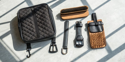 A complete professional horse grooming kit with high-quality brushes and tools.