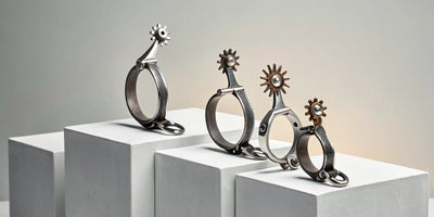 Four different western roller spurs for sensitive horses.