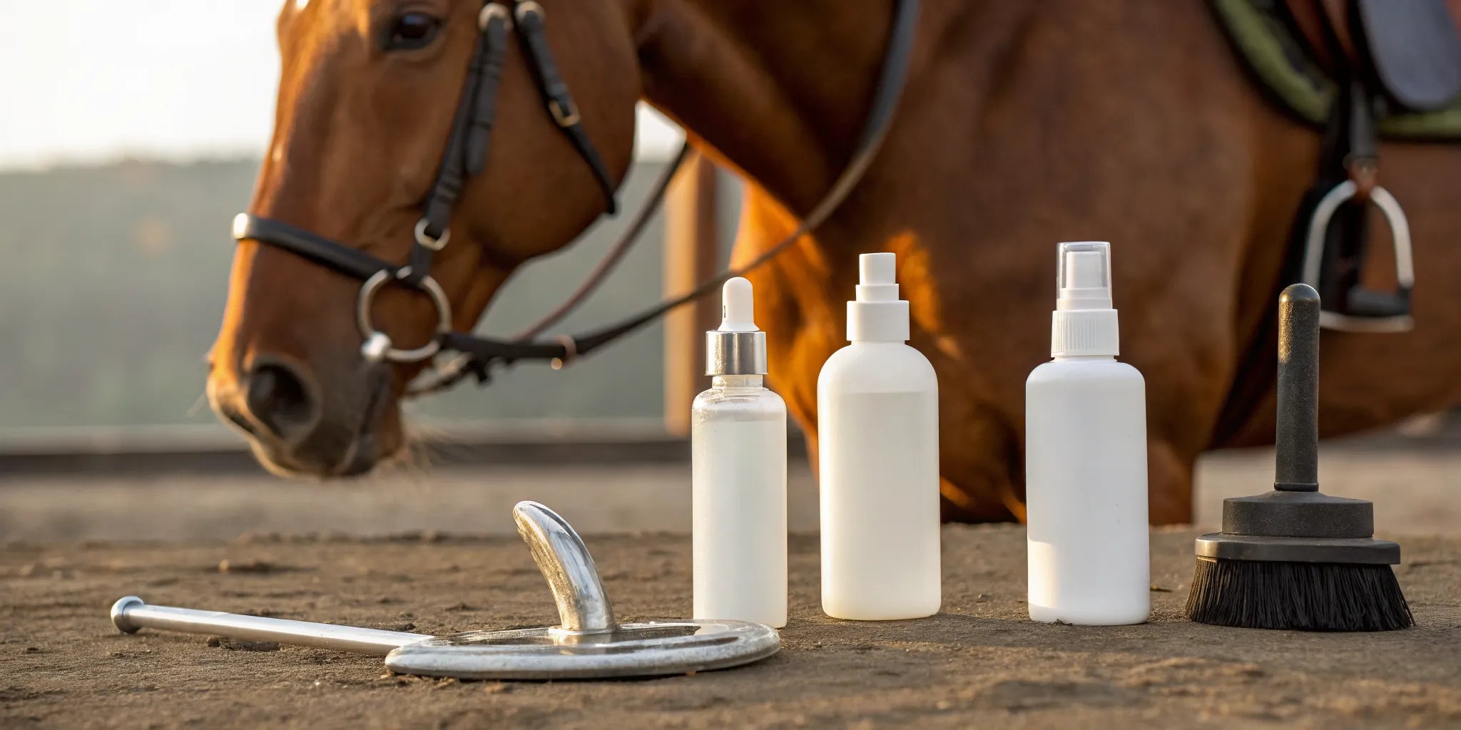 The best horse hoof sealant products for strong hooves, with a horse in the background.