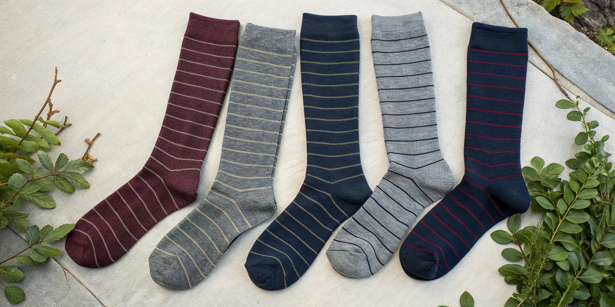 Colorful striped horse riding socks offering all-day comfort and support in the saddle.