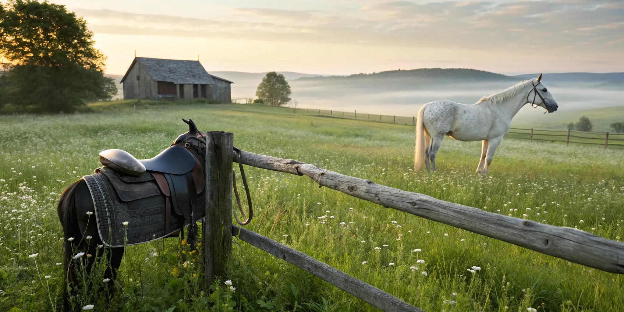 A horse wearing a saddle and bridle, quality tack from an online horse store.