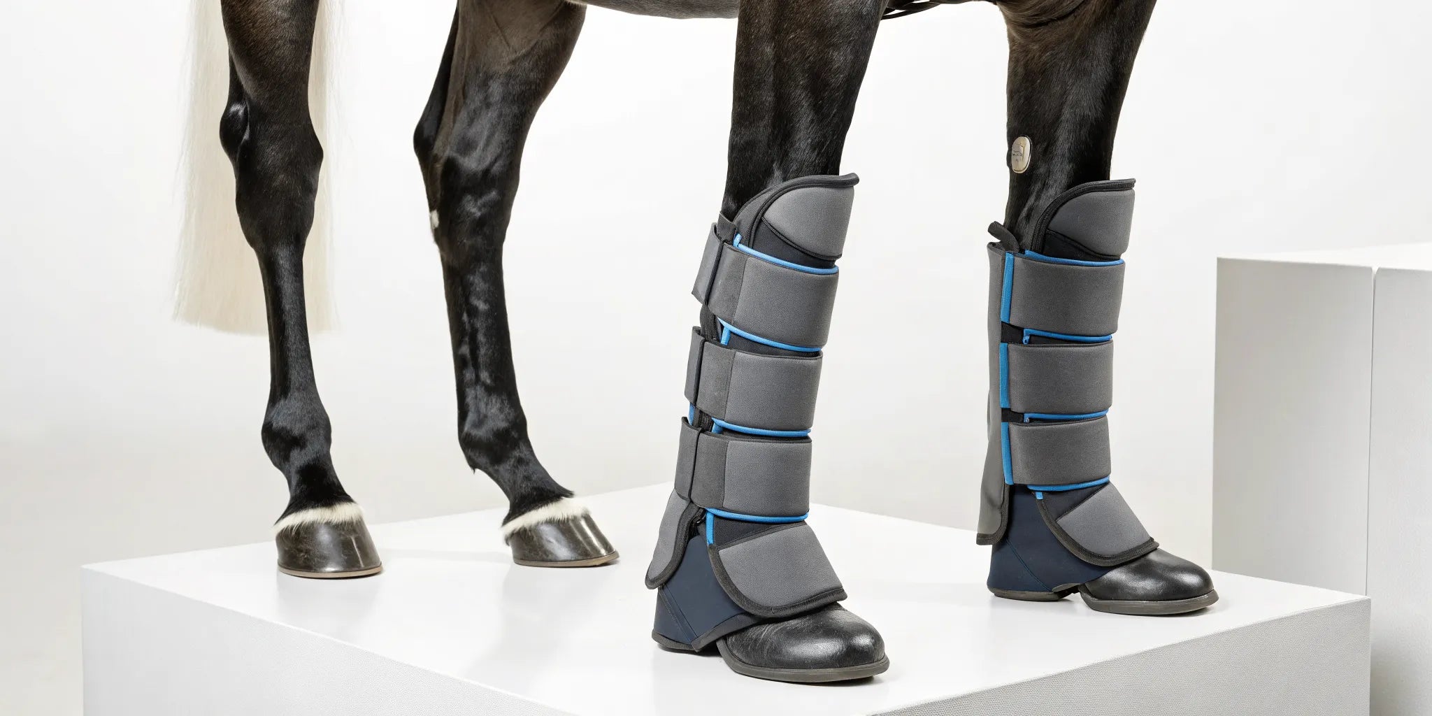 Best horse ice boots for arthritis shown on a horse's legs.