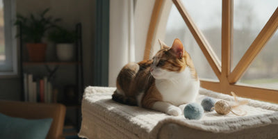 Cat watching its surroundings from a cozy perch in a calm home
