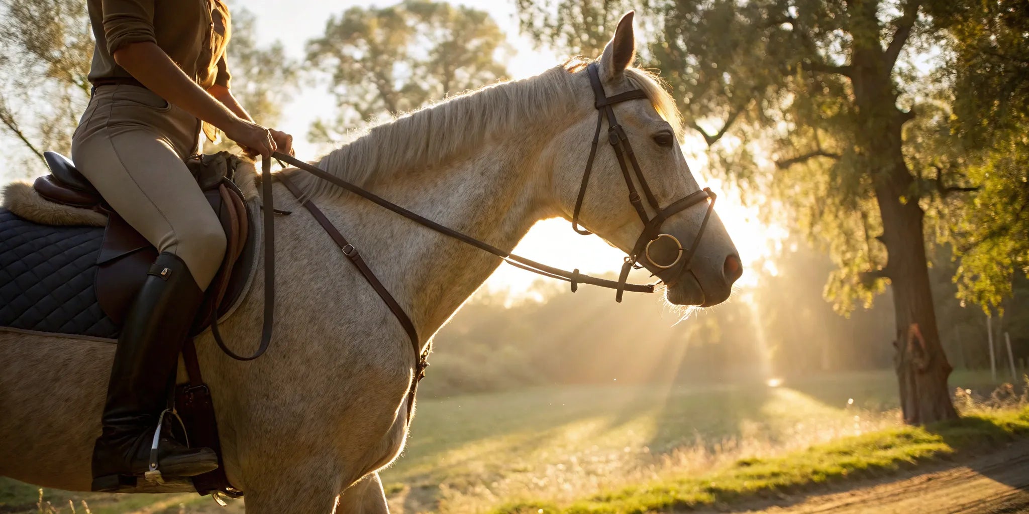 A rider's boot with a spur correctly applied to a horse, a refined cue that does not hurt.