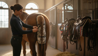 Horse tail prepared for a protective grooming bag