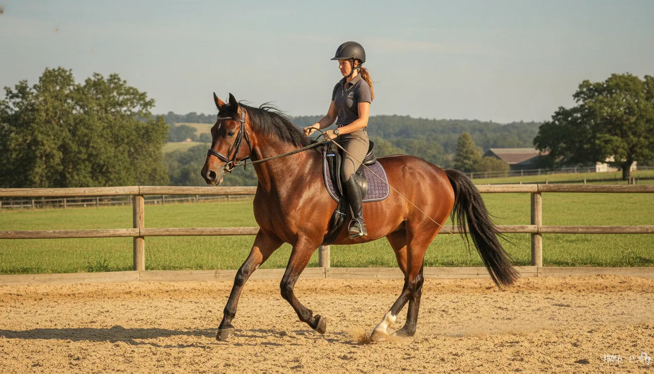 Rider and horse working together in an outdoor arena