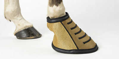Kevlar hoof guard provides durable protection for a horse's hoof.