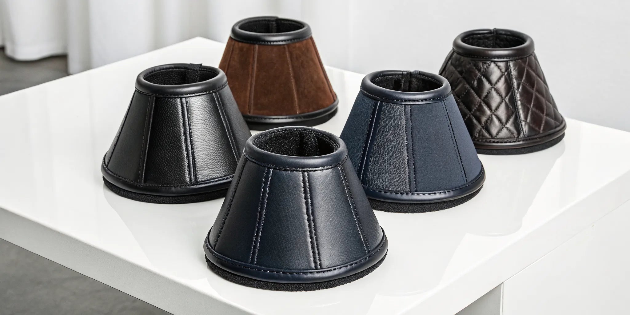 A variety of horse bell boots in different styles available to purchase online.
