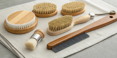A set of professional horse grooming brushes for sale.