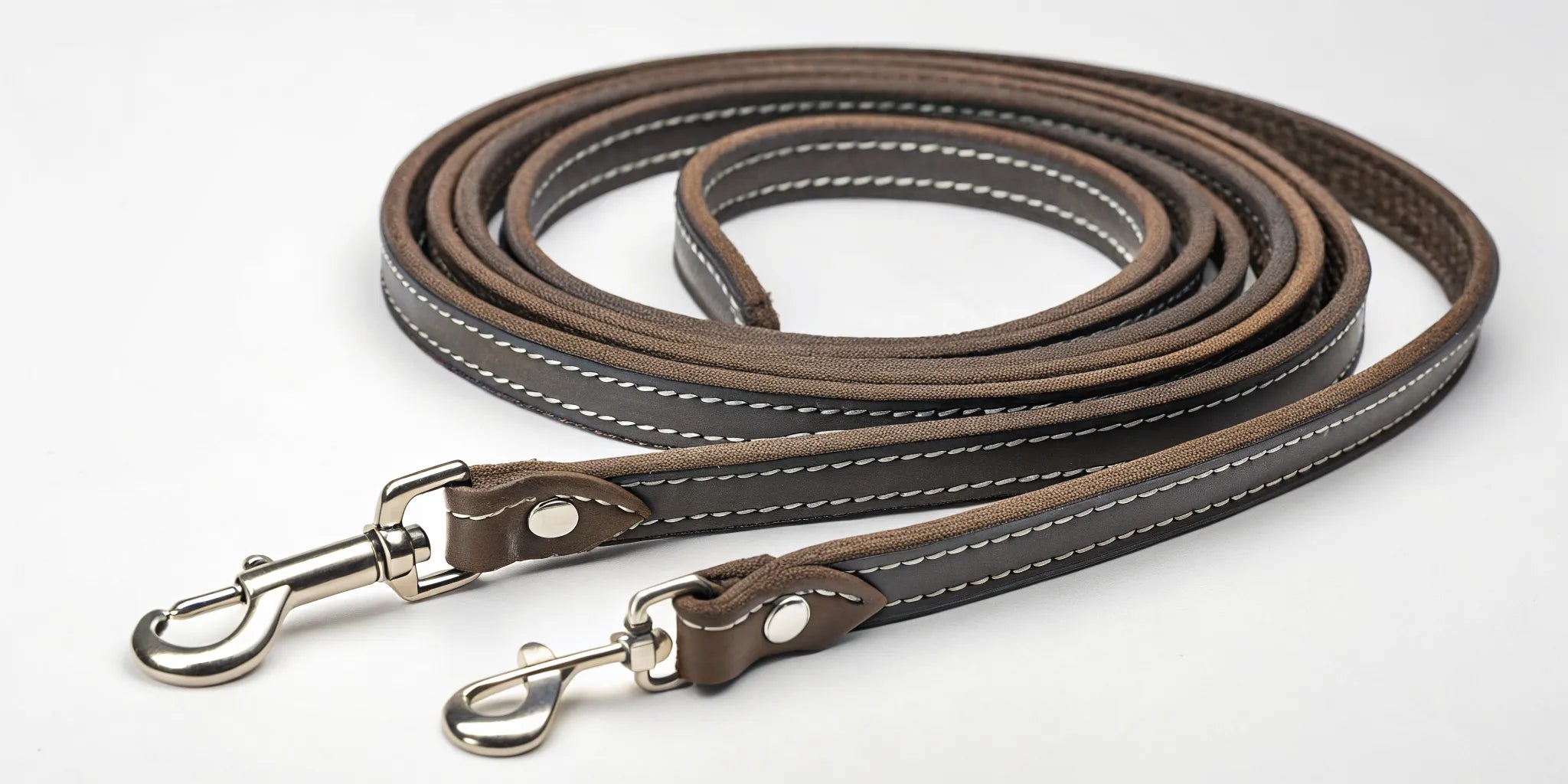 High-quality split leather reins with durable hardware for Western and trail riding.