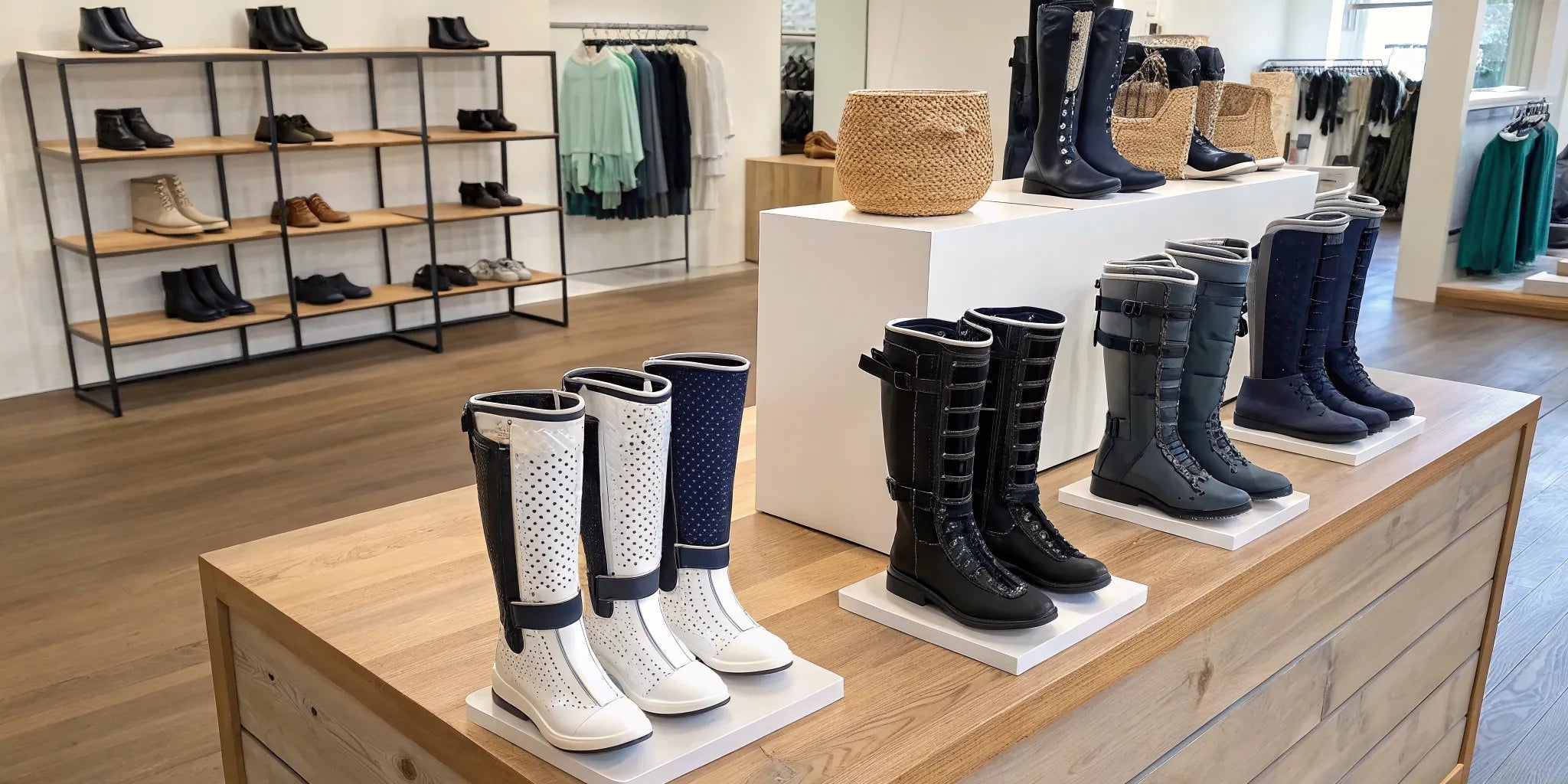 A selection of horse medicine boots on a clearance shelf.
