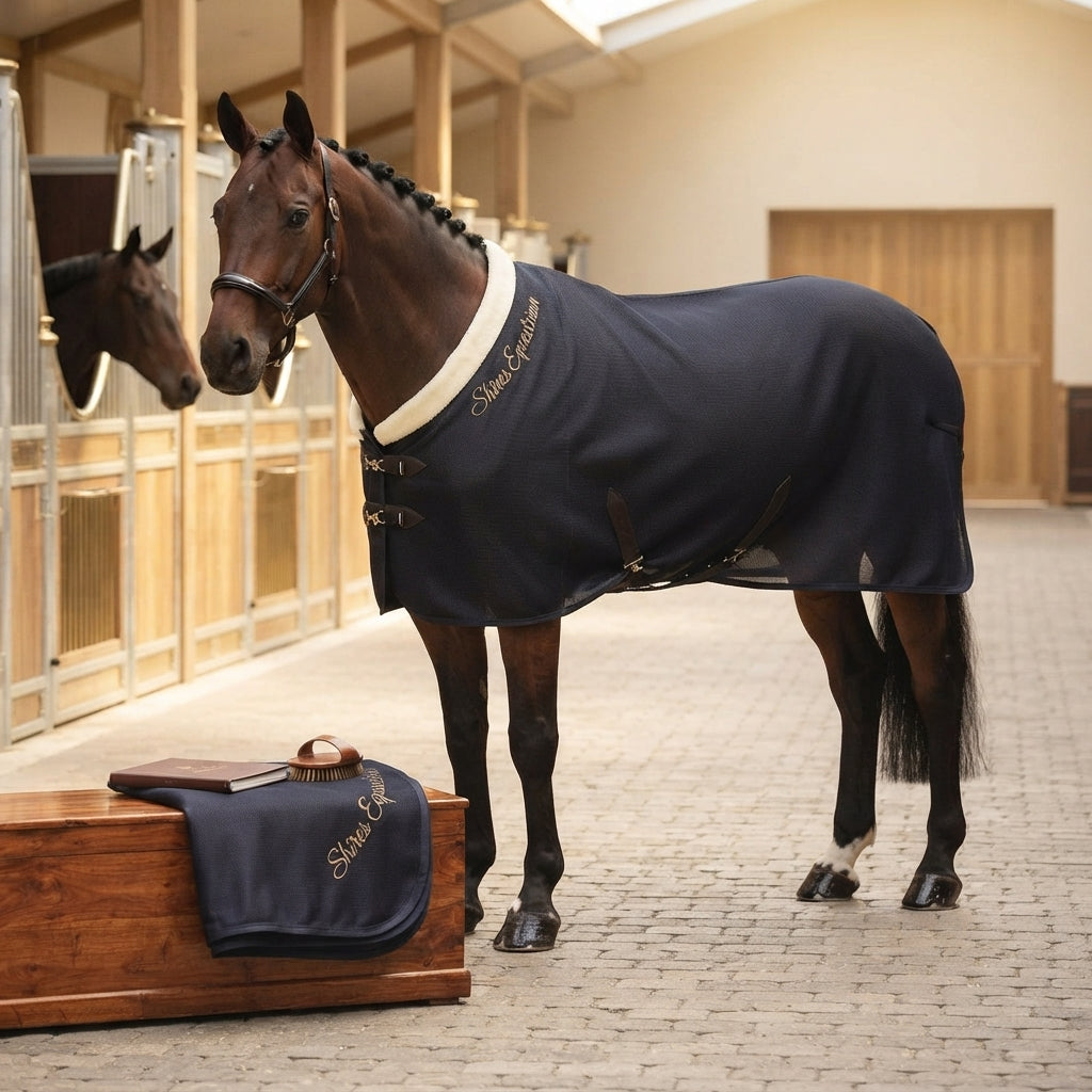 Lifestyle photo of Shires Deluxe Air Motion Cooler - High Performance Breathable Moisture Wicking Horse Rug