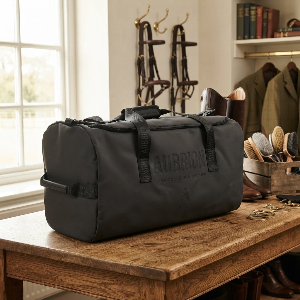 Lifestyle photo of Shires Aubrion React Holdall - Black Durable Equestrian Gear & Travel Bag