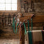 Lifestyle photo of Professional's Choice Pony Ring Breast Collar with Emerald Tassels - Pony Size, Burgundy Latigo Leather