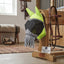 Lifestyle photo of Shires Flyguard Pro Hi-Viz Fine Mesh Horse Fly Mask with Ears and Nose Fringe - Yellow