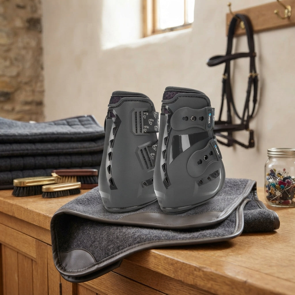 Lifestyle photo of Shires ARMA Carbon Pro Fetlock Boots - Lightweight Impact Protection for Performance Horses