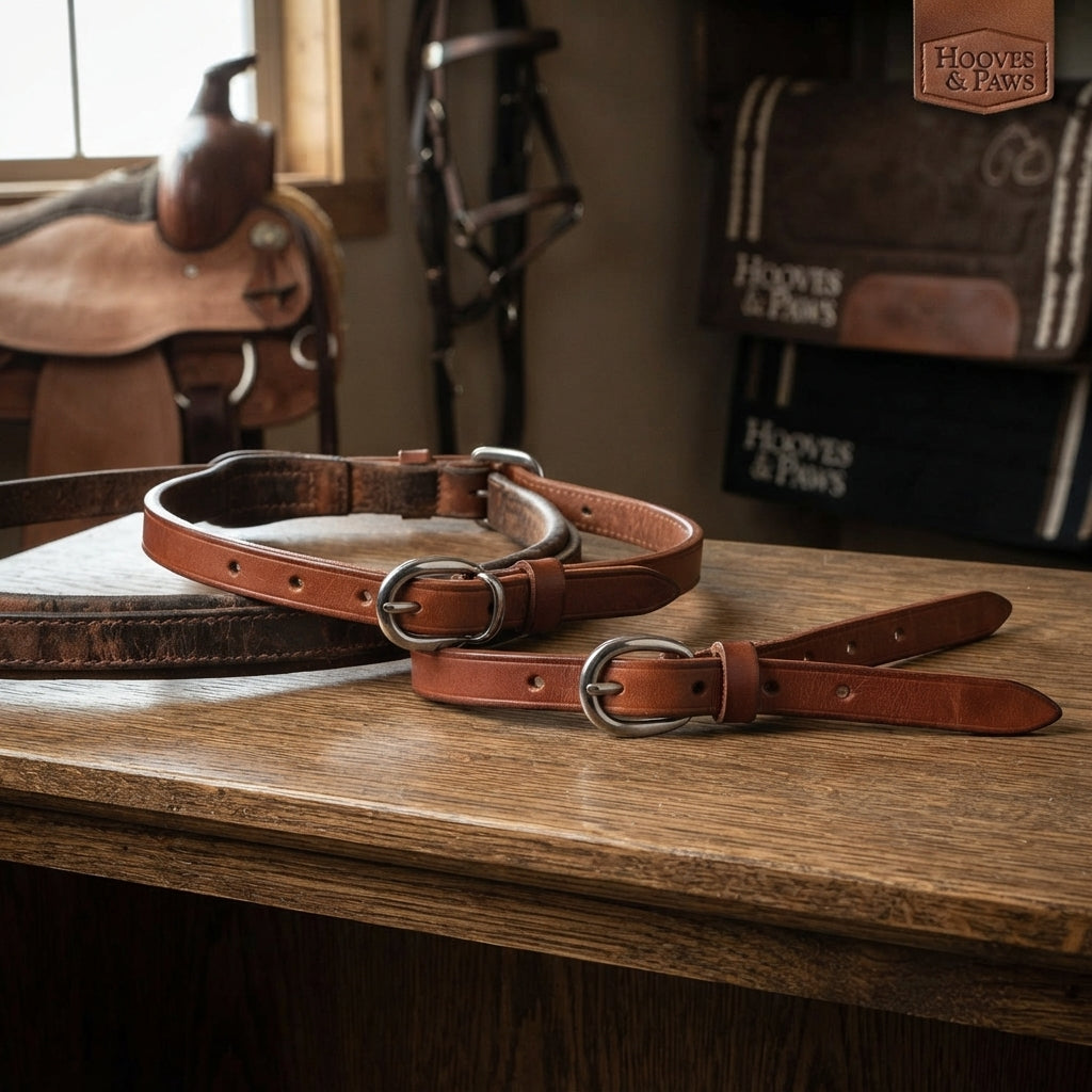 Lifestyle photo of Professional's Choice 3/4" Harness Leather Replacement Breast Collar Tugs - Hermann Oak Leather, Stainless Steel Hardware