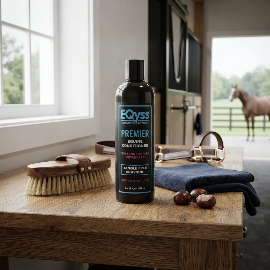 Lifestyle photo of Eqyss Premier Equine Conditioner - 16oz - Instant Detangling & High Shine Moisturizer