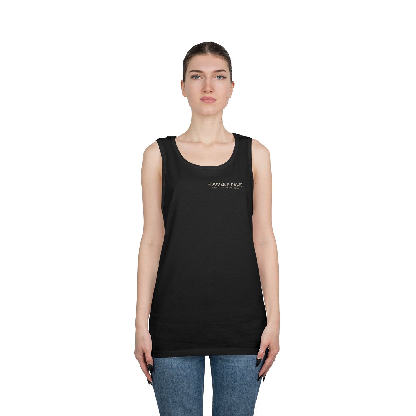 Printify Minimal Gold Monogram Back Logo Tank Top - 100% Cotton, 5.3 oz Weight