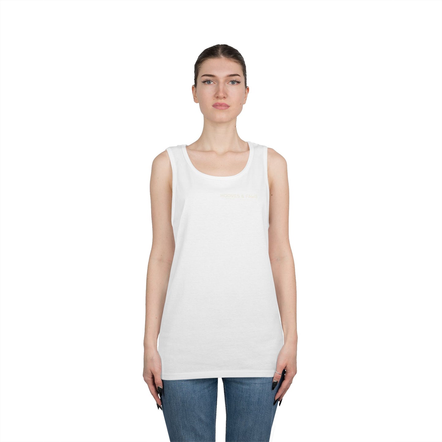 Printify Minimal Gold Monogram Back Logo Tank Top - 100% Cotton, 5.3 oz Weight