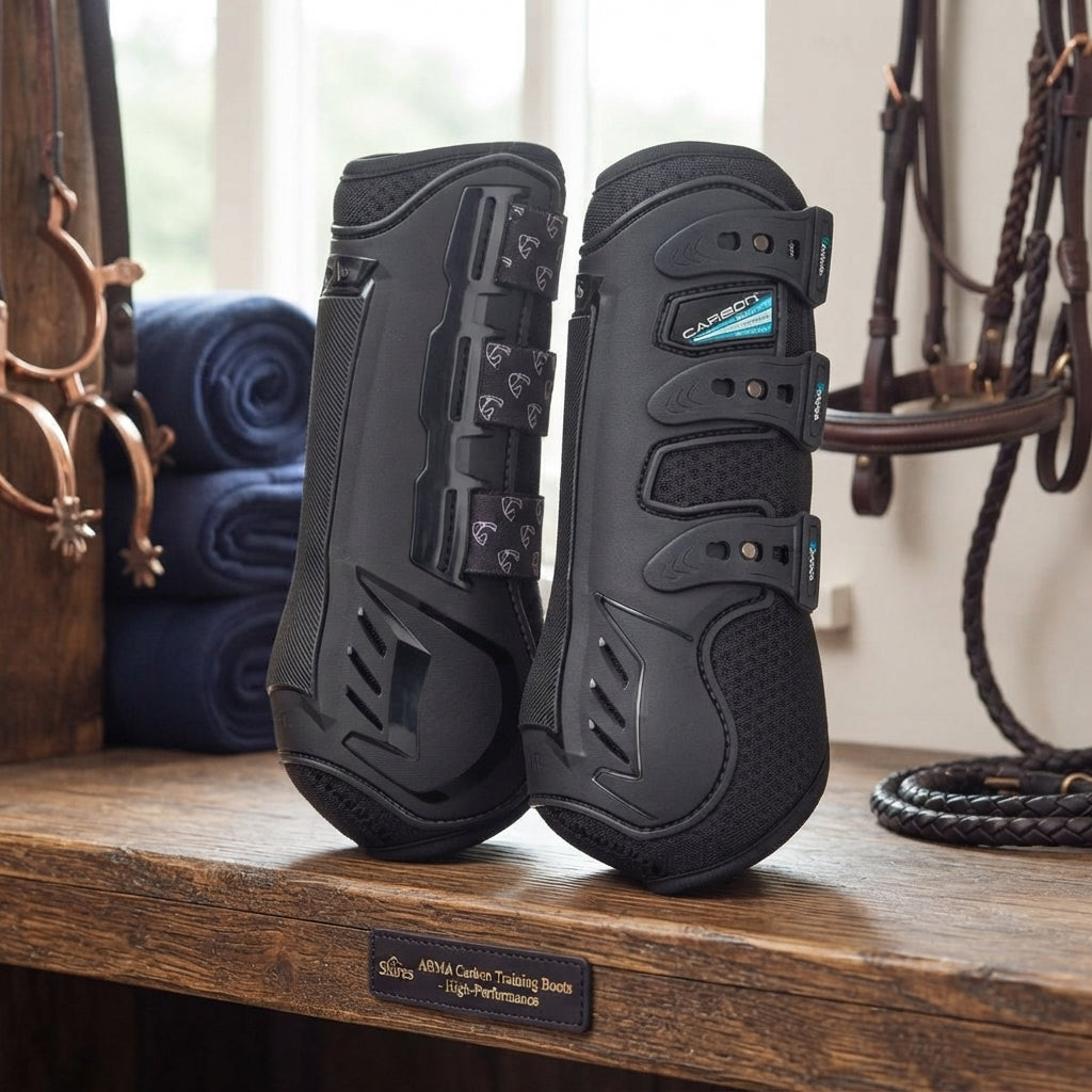 Lifestyle photo of Shires ARMA Carbon Training Boots - Durable High-Performance Horse Leg Protection & Injury Prevention