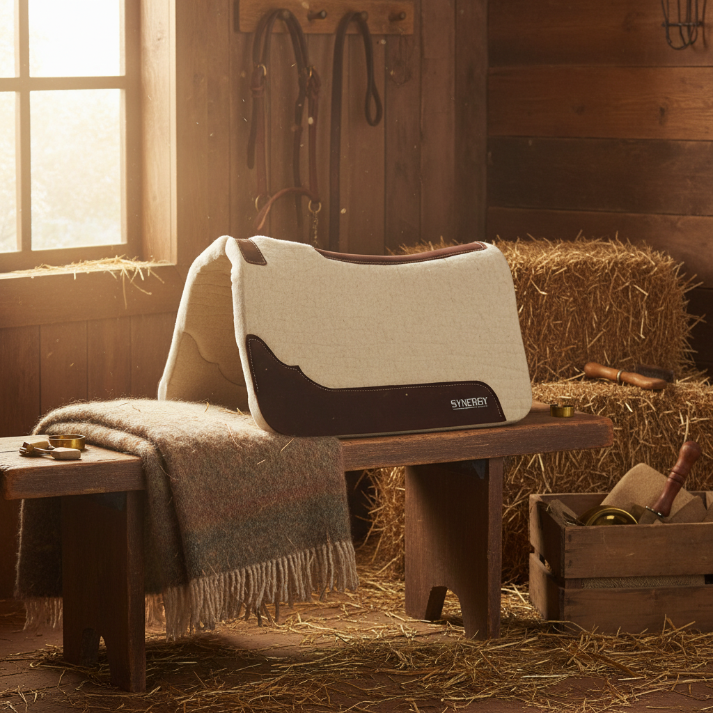 Weaver Synergy Contoured Steam Pressed Merino Wool Western Saddle Pad - 28" x 30"