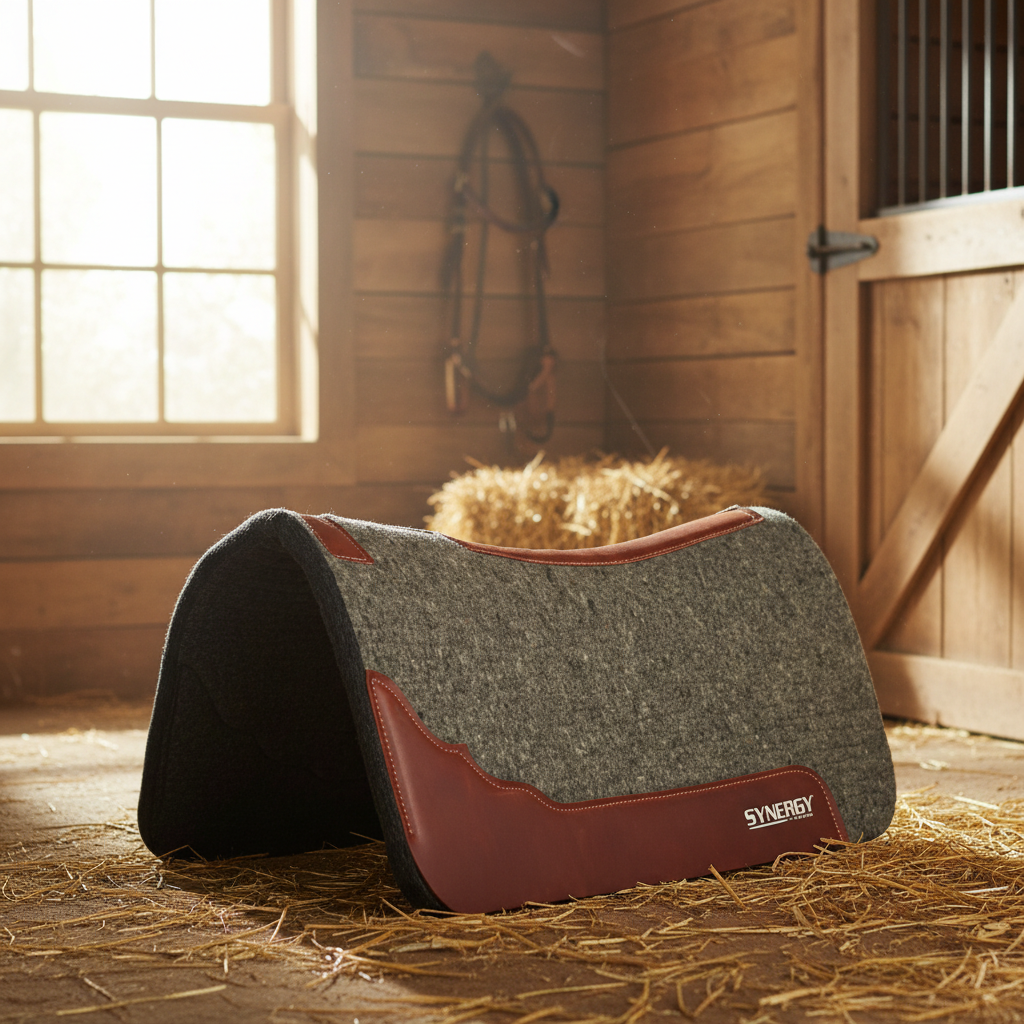 Weaver Synergy Contoured Steam Pressed Merino Wool Western Saddle Pad - 28" x 30"