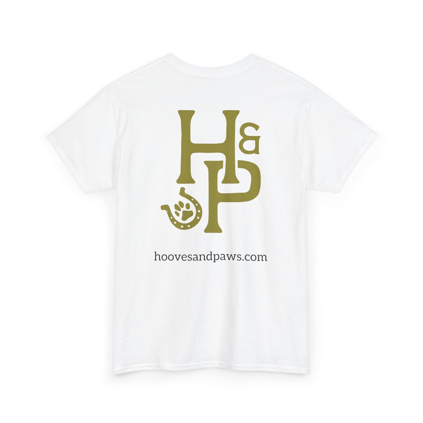Printify Hooves & Paws Logo White Graphic T-Shirt - 100% Cotton, 180 g/m² Weight