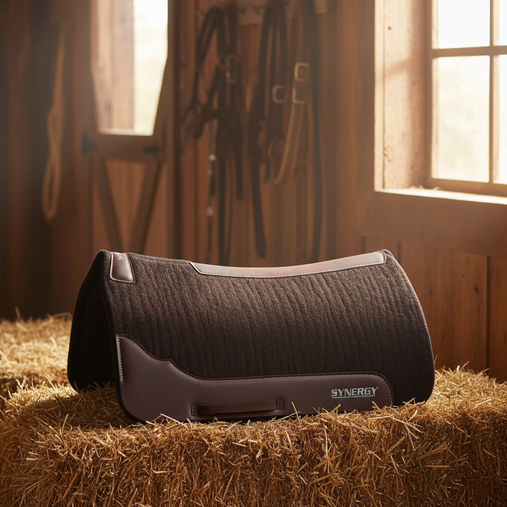 Weaver Synergy Steam-Pressed Merino Wool Western Saddle Pad - 32" x 32" - F1-Rated Contoured Spine