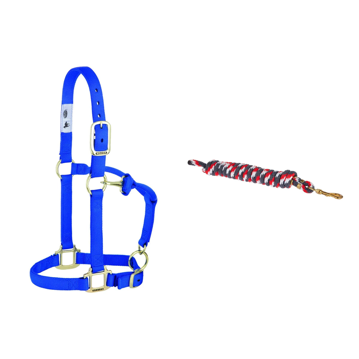 Weaver Leather Halter & Lead Rope Set — Blue - Average Horse