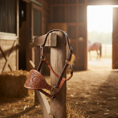 Professional's Choice Chocolate Floral Roughout Bronc Horse Halter