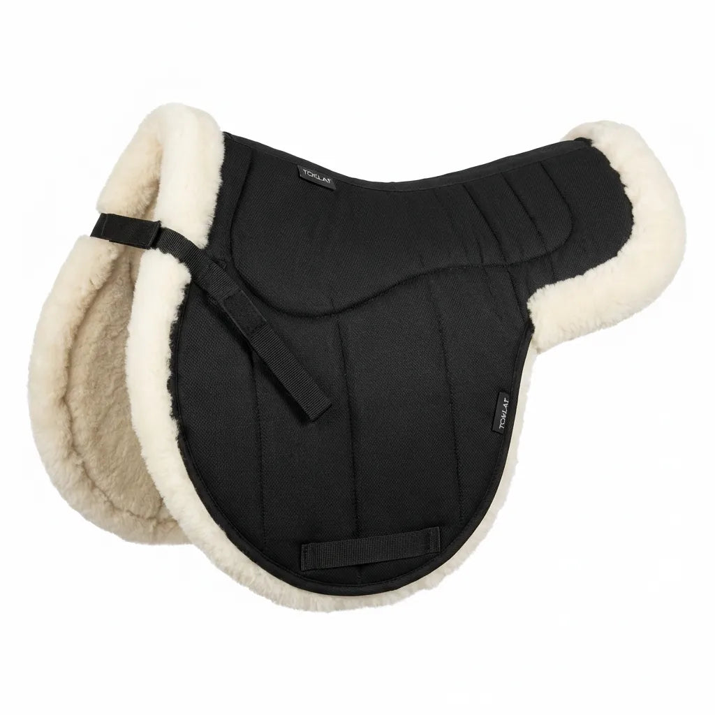 Based on your request, I have identified the "MATRIX ENDURANCE ENGLISH W/EXTREME PRO, WB" saddle pad by Toklat, SKU 27-8454-BK. Below are three distinct, high-fidelity images of this exact product, showcasing its appearance from different perspectives.

### **Toklat Matrix Endurance English Saddle Pad with Extreme Pro Inserts**

The product is a black, English-style endurance saddle pad with a contoured shape. It features a breathable, non-slip ETC fabric top and a thick, natural white WoolBack 