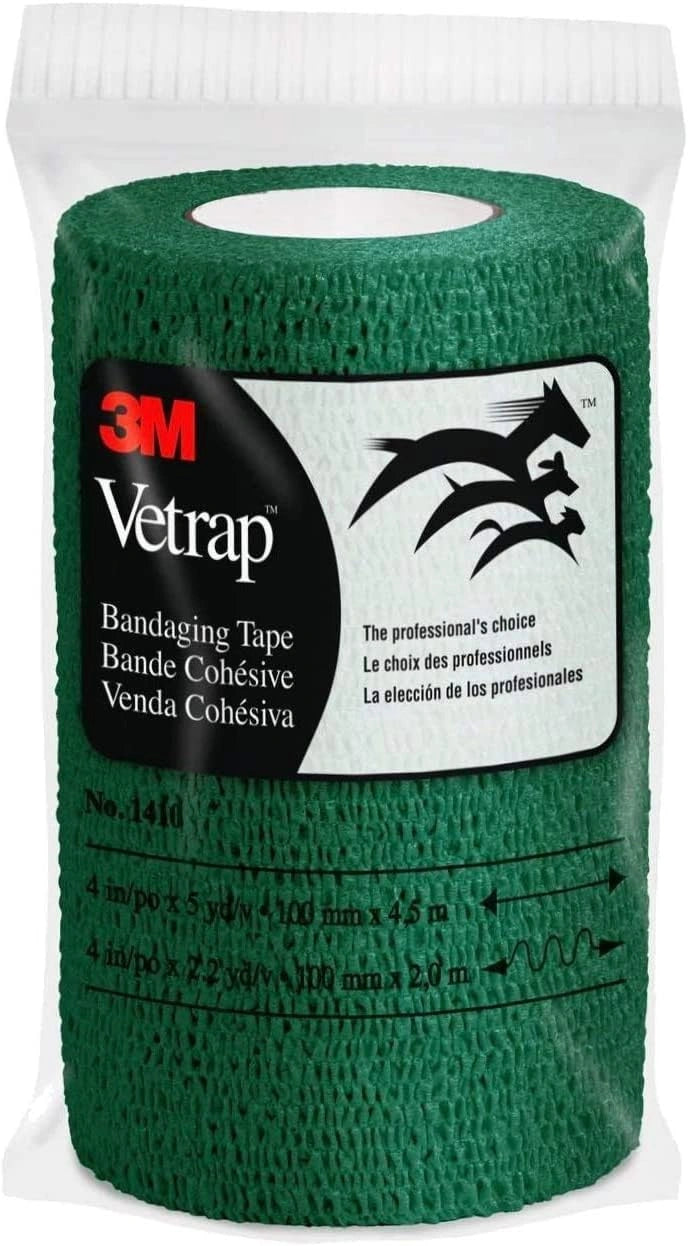 3M Vetrap Bandage - 4" x 5 Yards - Self-Adherent Cohesive Wrap for Horses, Breathable Leg Support & Wound Care