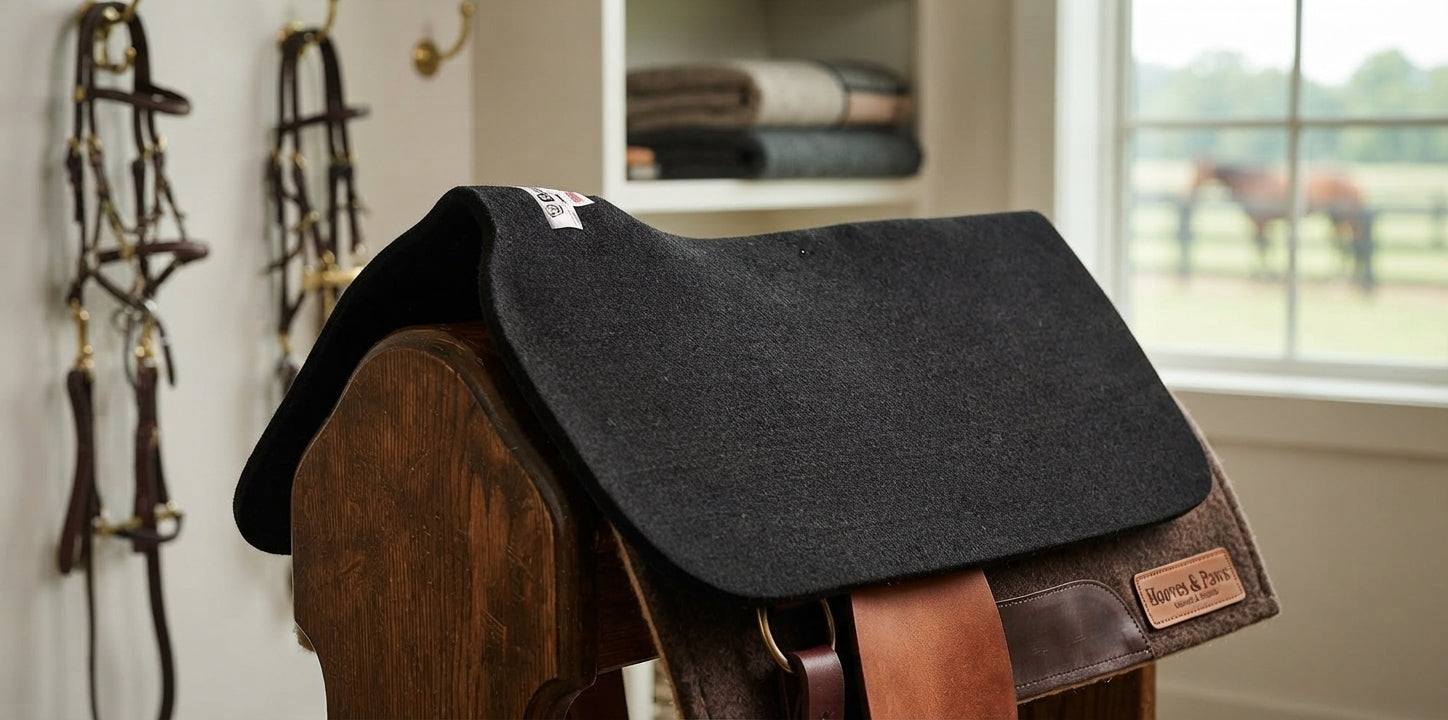 Lifestyle photo of Cashel Felt Saddle Pad Liner - 1/4 Inch - 31" L x 33" W - Shock Absorbing Horse Pad Liner