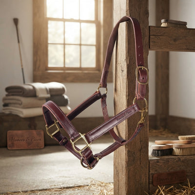 Lifestyle photo of Professional's Choice Turn Out Natural Halter - Premium Leather Horse Halter for Daily Turnout