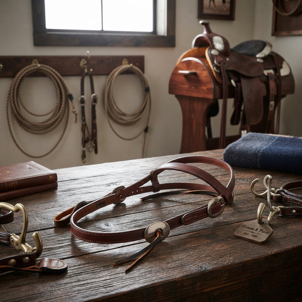 Lifestyle photo of Professional's Choice EZ Quick Change Browband Headstall - 3/4" Width Western Leather Tack