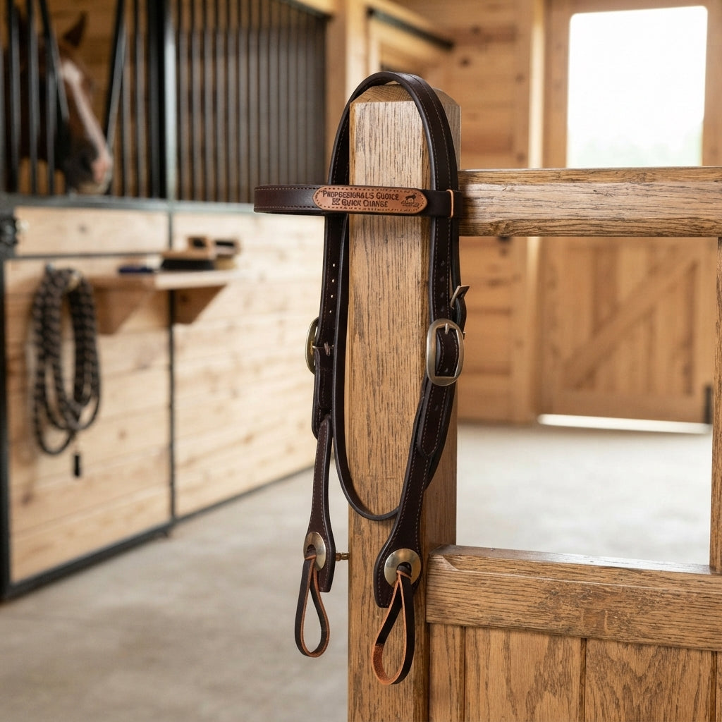 Lifestyle photo of Professional's Choice EZ Quick Change Browband Headstall - 3/4" Width Western Leather Tack