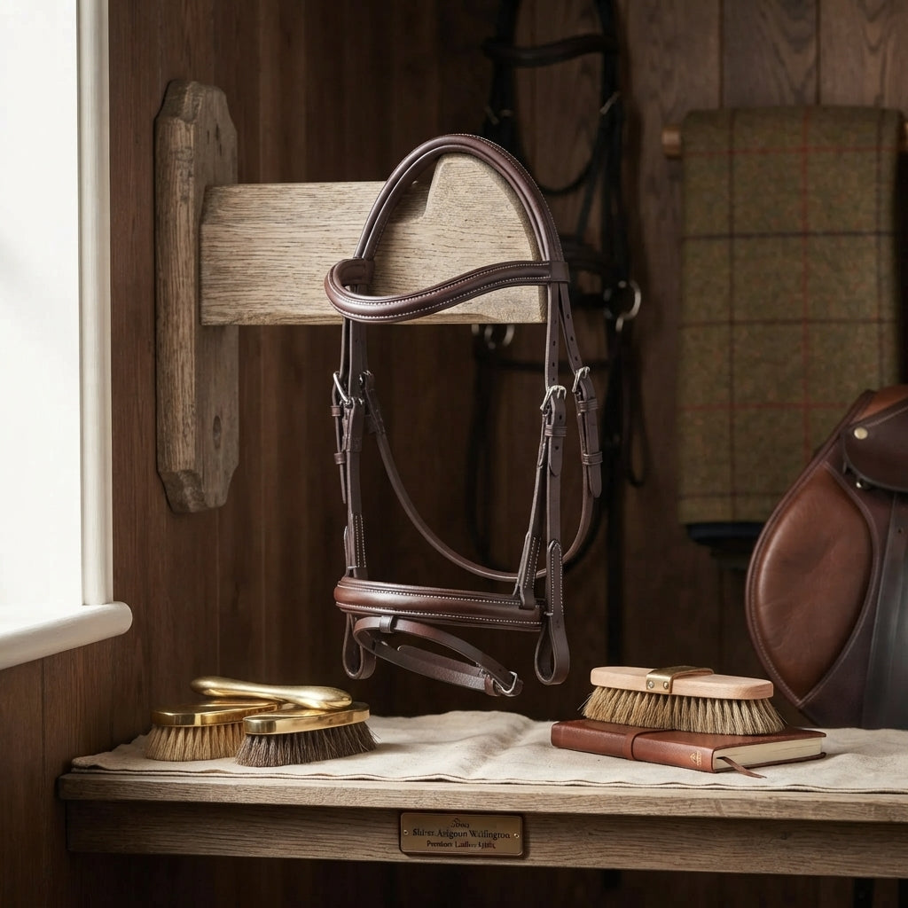 Lifestyle photo of Shires Avignon Wellington Bridle - Premium Leather Equestrian Horse Bridle