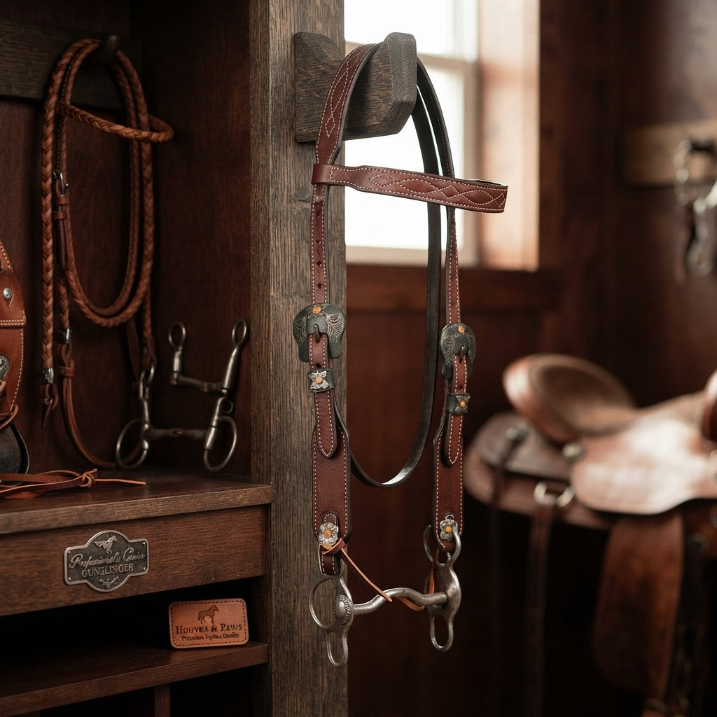 Lifestyle photo of Professional's Choice Gunslinger 5/8" Split Ear Headstall - Premium Western Leather