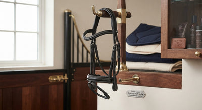 Lifestyle photo of Shires Lusso Dressage Flash Bridle - Premium Italian Leather Padded Horse Bridle