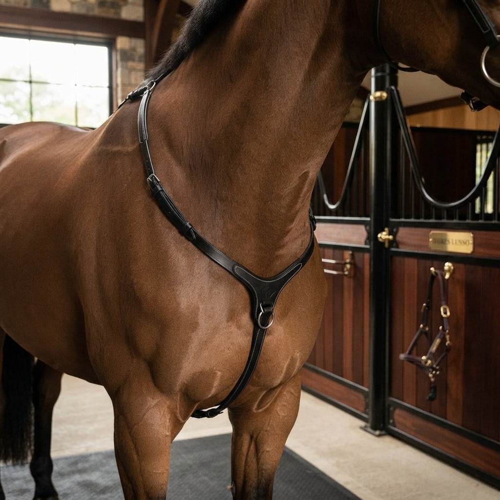 Lifestyle photo of Shires Lusso Breastplate - Premium Leather Horse Breastplate for Equestrian Performance